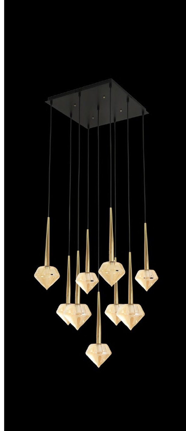 Gold With Amber Double Height Chandelier