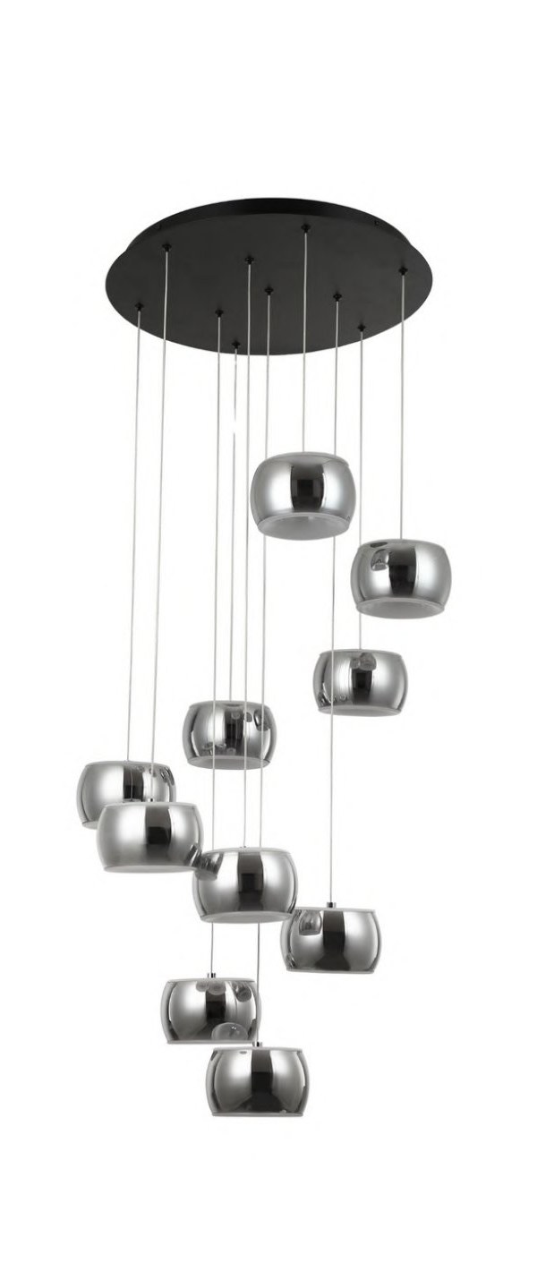 Matt Black Smoke Double Height Chandelier